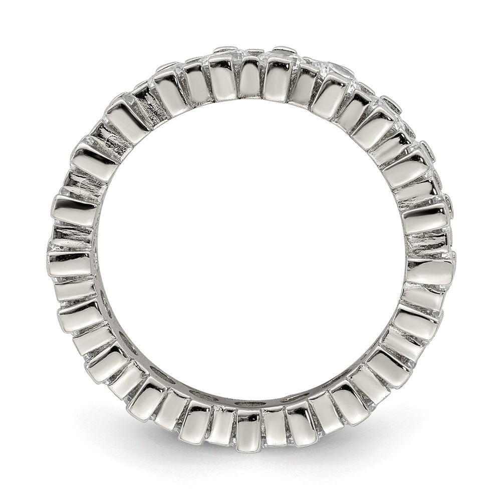 Sterling Silver Rhodium Plated Cz Eternity Band