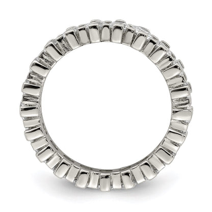 Sterling Silver Rhodium Plated Cz Eternity Band