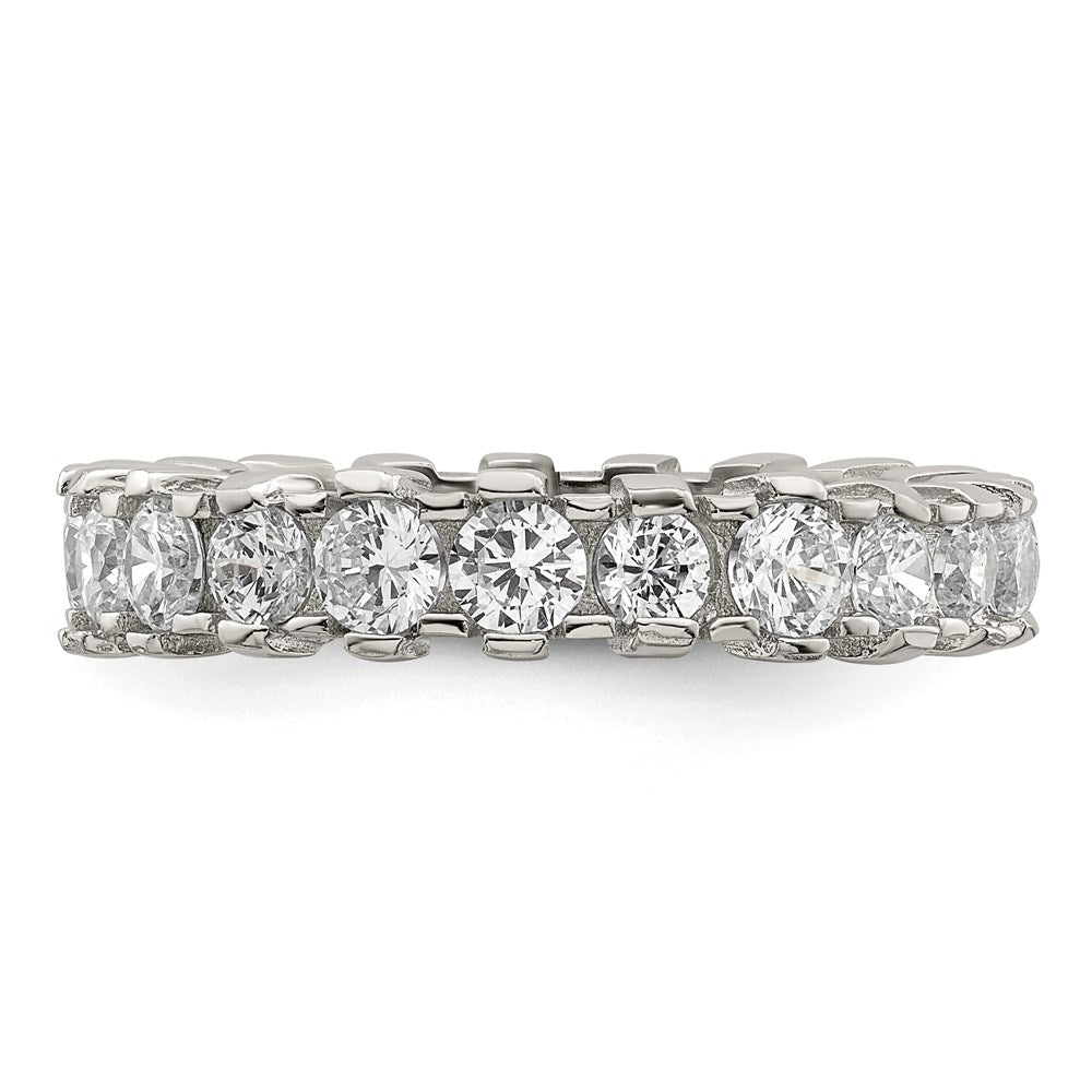 Sterling Silver Rhodium Plated Cz Eternity Band