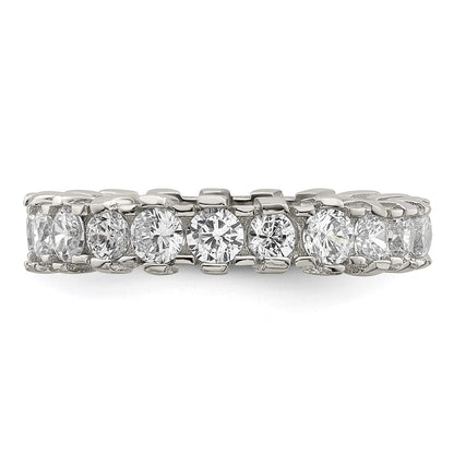 Sterling Silver Rhodium Plated Cz Eternity Band