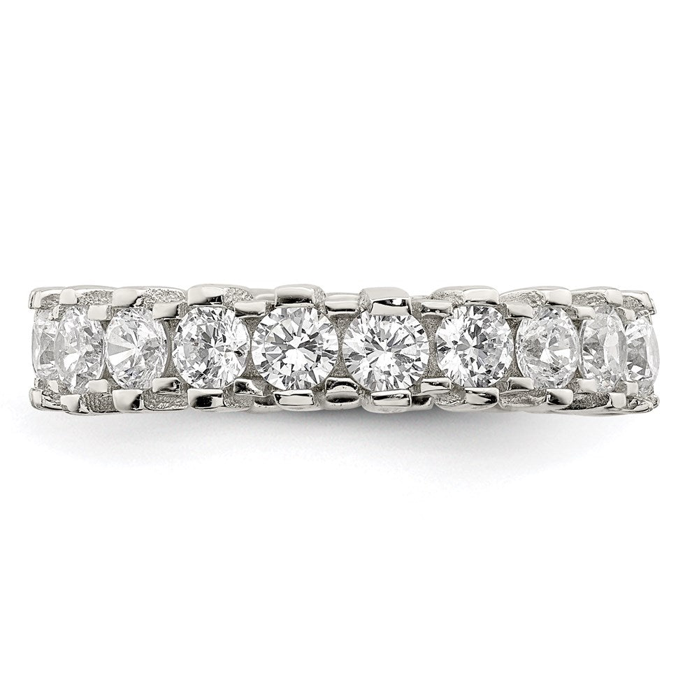 Sterling Silver Rhodium Plated Cz Eternity Band