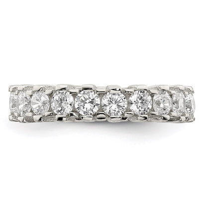Sterling Silver Rhodium Plated Cz Eternity Band