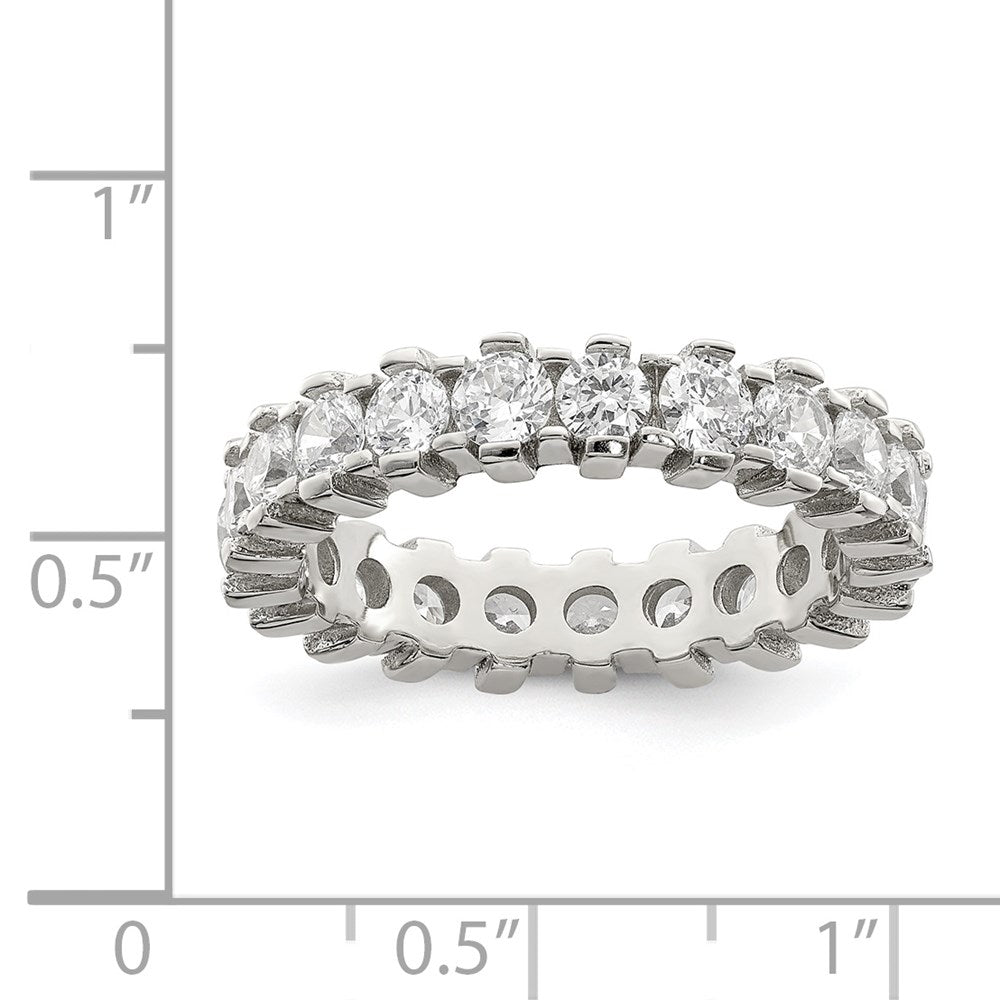 Sterling Silver Rhodium Plated Cz Eternity Band