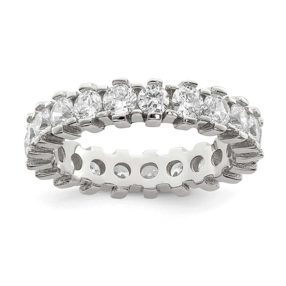 Sterling Silver Rhodium Plated Cz Eternity Band