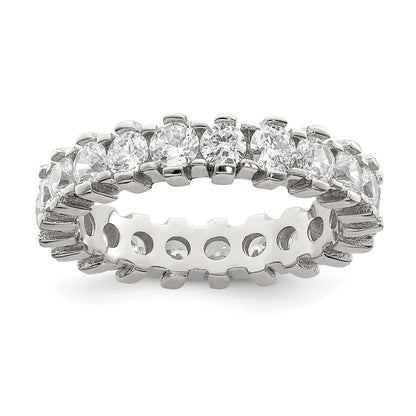 Sterling Silver Rhodium Plated Cz Eternity Band