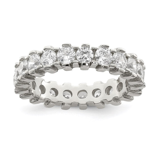 Sterling Silver Rhodium Plated Cz Eternity Band
