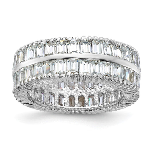 Sterling Silver Cz Double Band Ring