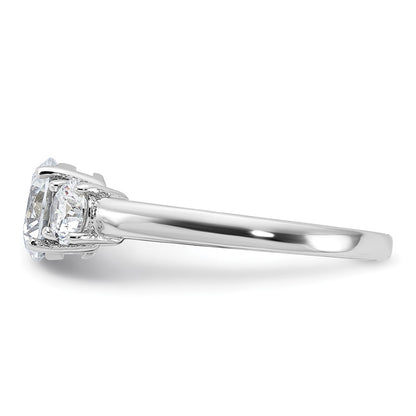 Sterling Silver Rhodium Plated 3 Stone Cz Ring