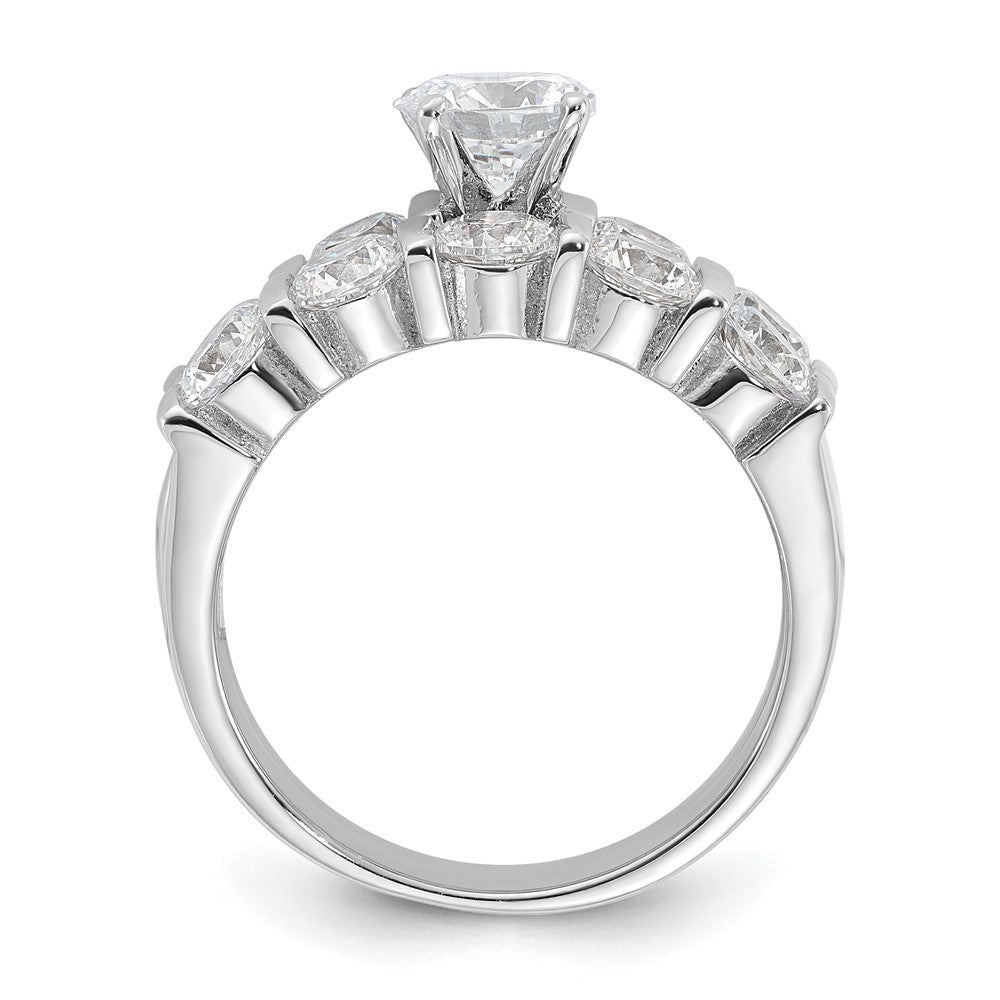 Sterling Silver Rhodium Plated Cz Engagement Ring And Wedding Band Two Piece Set