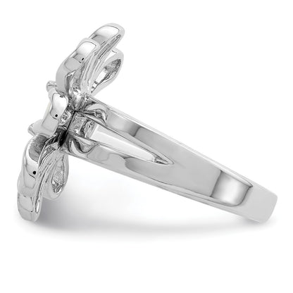 Sterling Silver Rhodium Plated Lab Createdopal Flower Ring