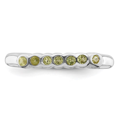 Sterling Silver Rhodium Peridot Ring
