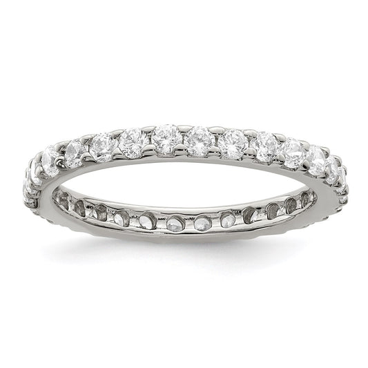 Sterling Silver Rhodium Plated Cz Ring