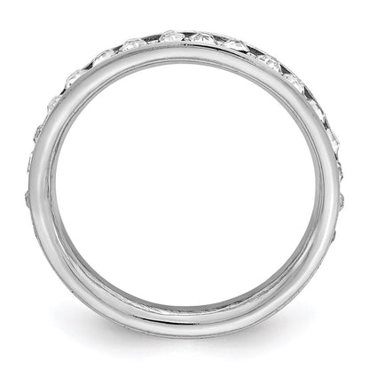 Sterling Silver Rhodium Plated Crystal Eternity Band