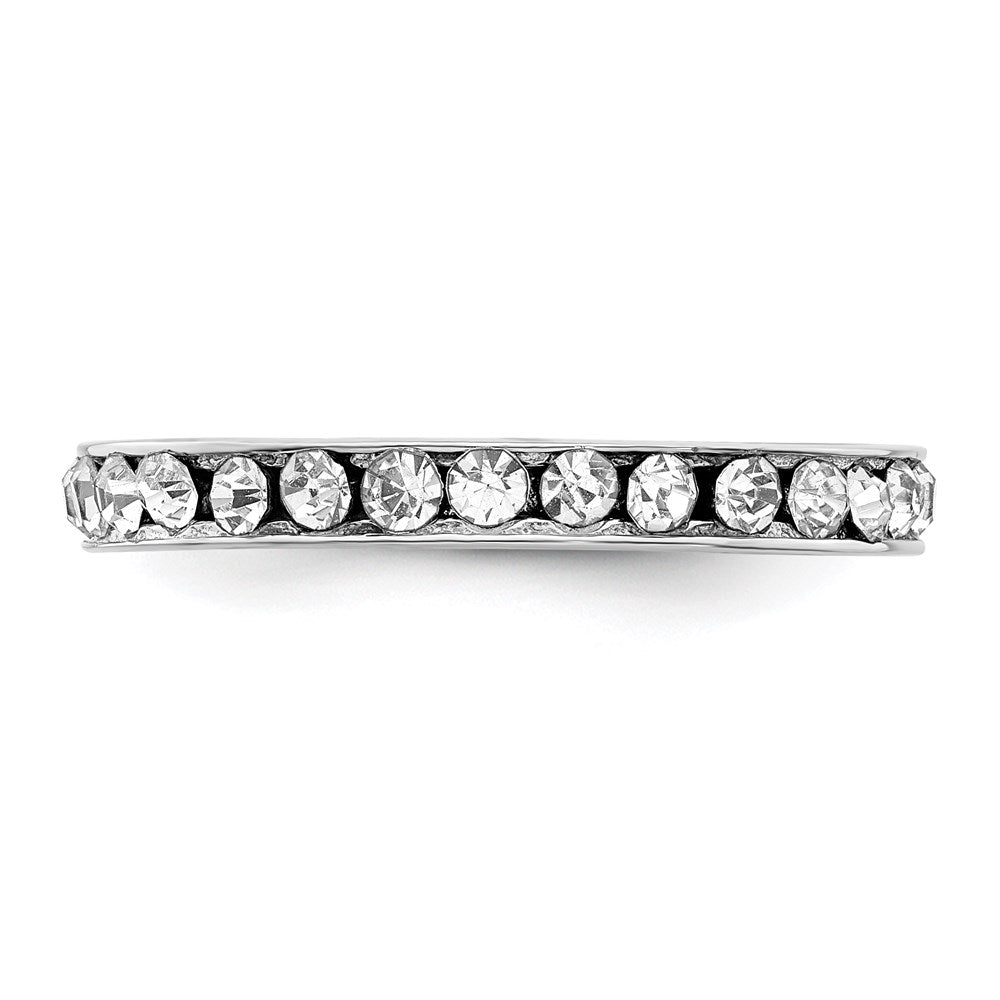 Sterling Silver Rhodium Plated Crystal Eternity Band