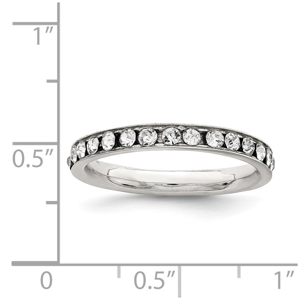 Sterling Silver Rhodium Plated Crystal Eternity Band
