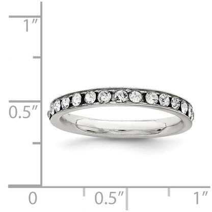 Sterling Silver Rhodium Plated Crystal Eternity Band