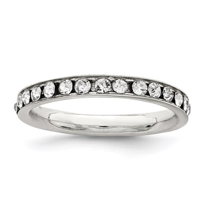 Sterling Silver Rhodium Plated Crystal Eternity Band