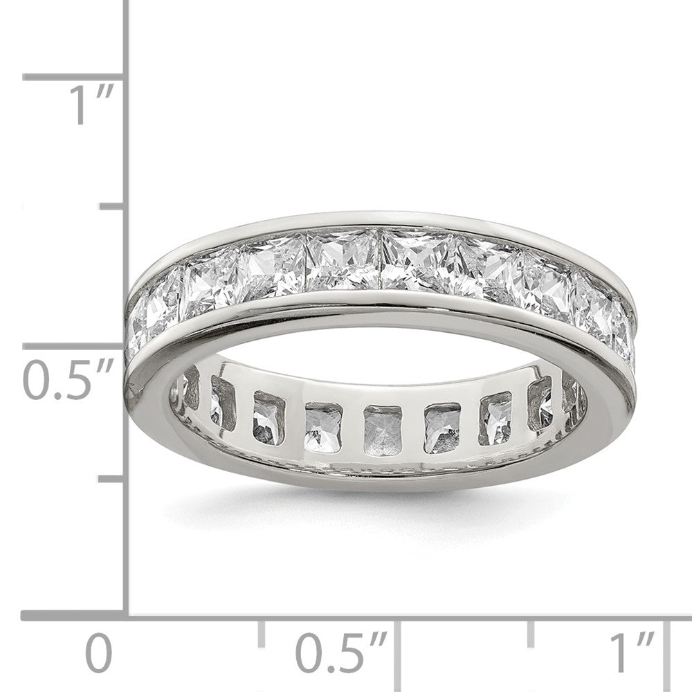 Sterling Silver Rhodium Plated Cz Eternity Band