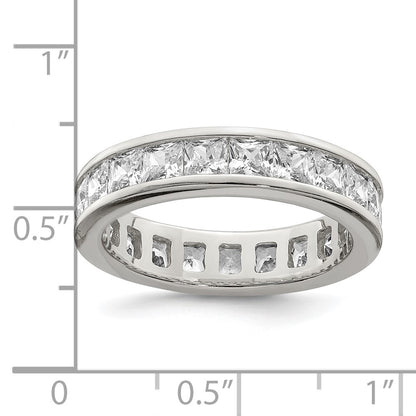 Sterling Silver Rhodium Plated Cz Eternity Band