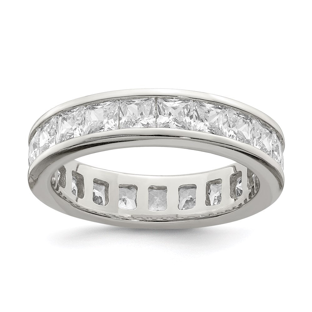 Sterling Silver Rhodium Plated Cz Eternity Band