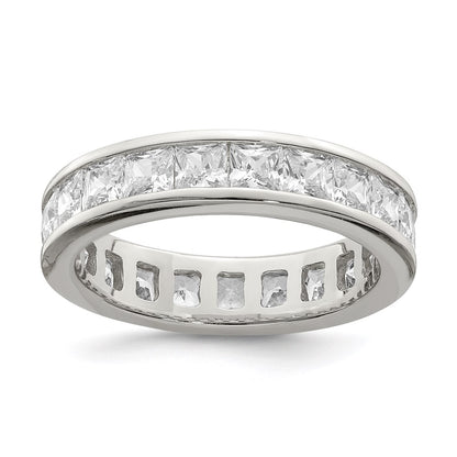 Sterling Silver Rhodium Plated Cz Eternity Band
