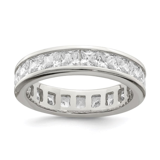 Sterling Silver Rhodium Plated Cz Eternity Band