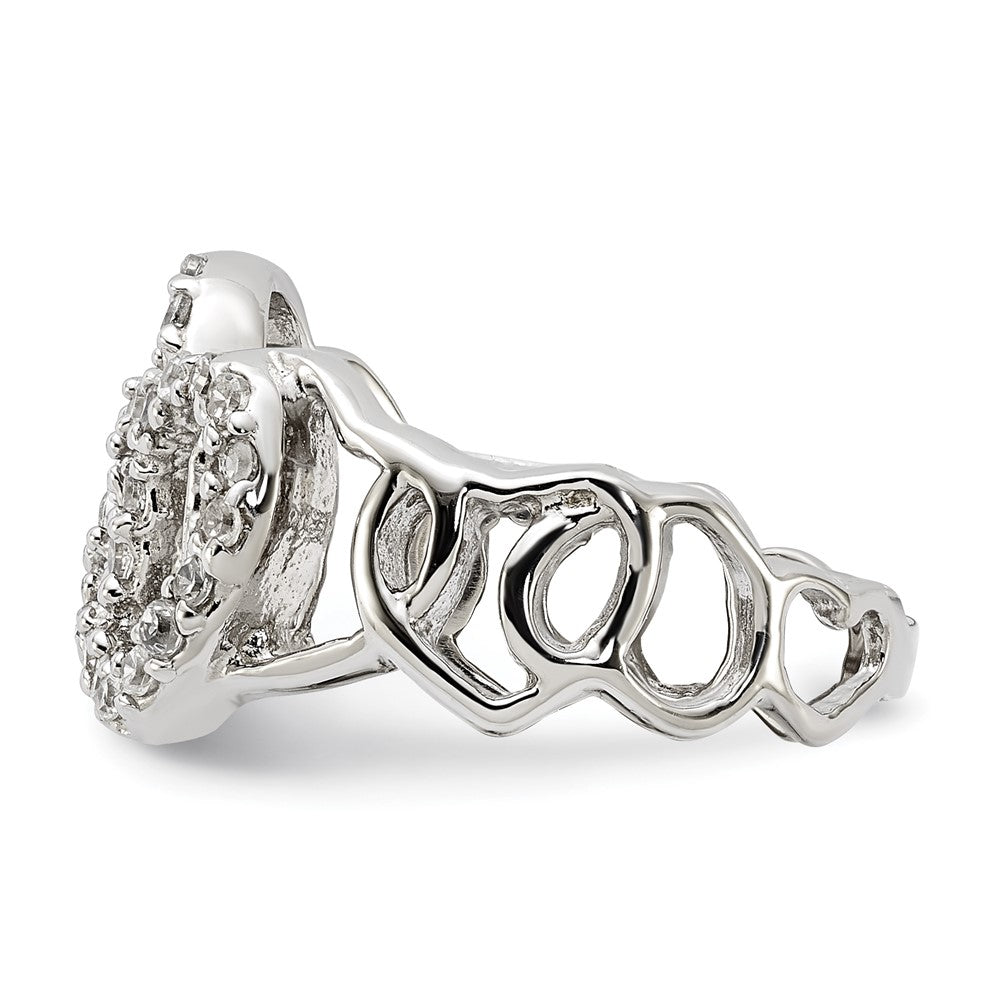 Sterling Silver Polished Cz Heart Ring