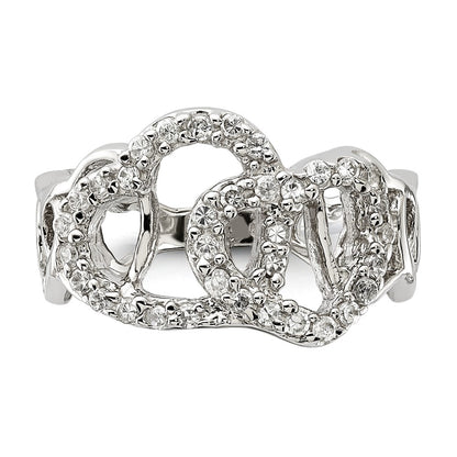 Sterling Silver Polished Cz Heart Ring