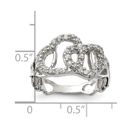 Sterling Silver Polished Cz Heart Ring