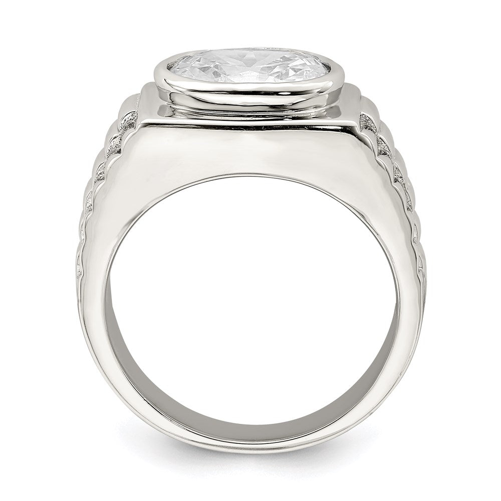 Sterling Silver Rhodium Plated Men'S Cz Ring