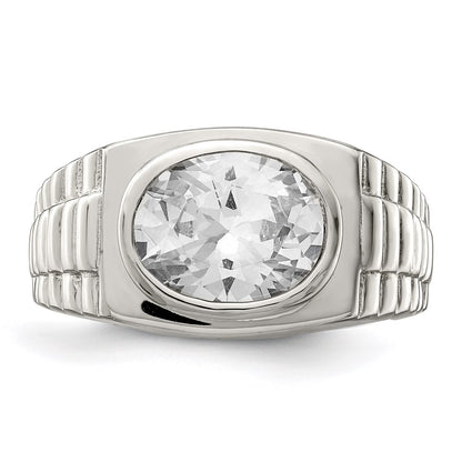 Sterling Silver Rhodium Plated Men'S Cz Ring