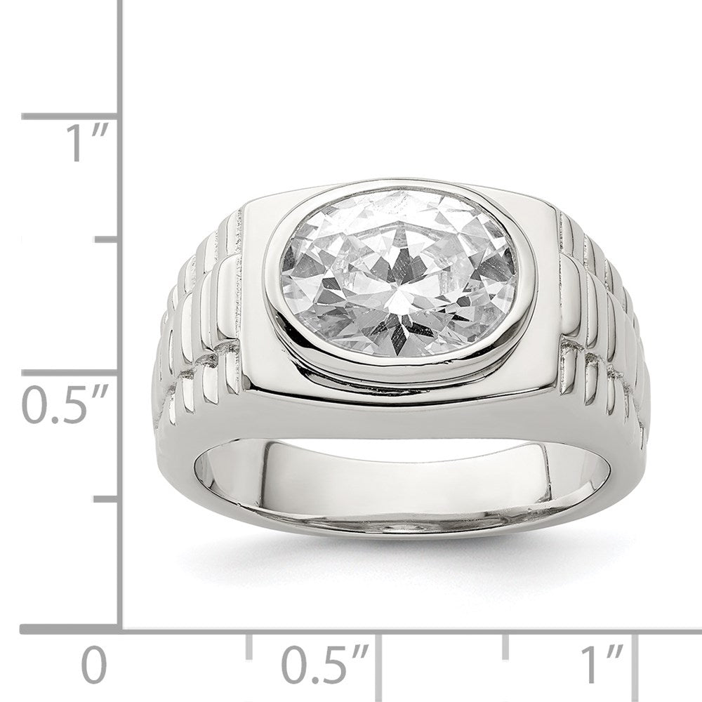 Sterling Silver Rhodium Plated Men'S Cz Ring