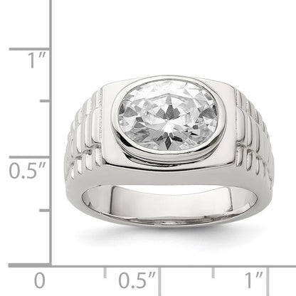 Sterling Silver Rhodium Plated Men'S Cz Ring
