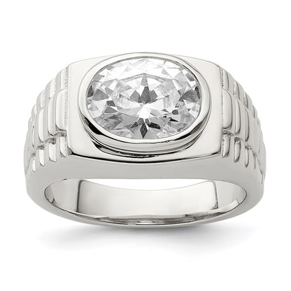 Sterling Silver Rhodium Plated Men'S Cz Ring