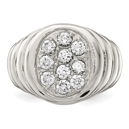 Sterling Silver Rhodium Plated Men'S Cz Cluster Ring