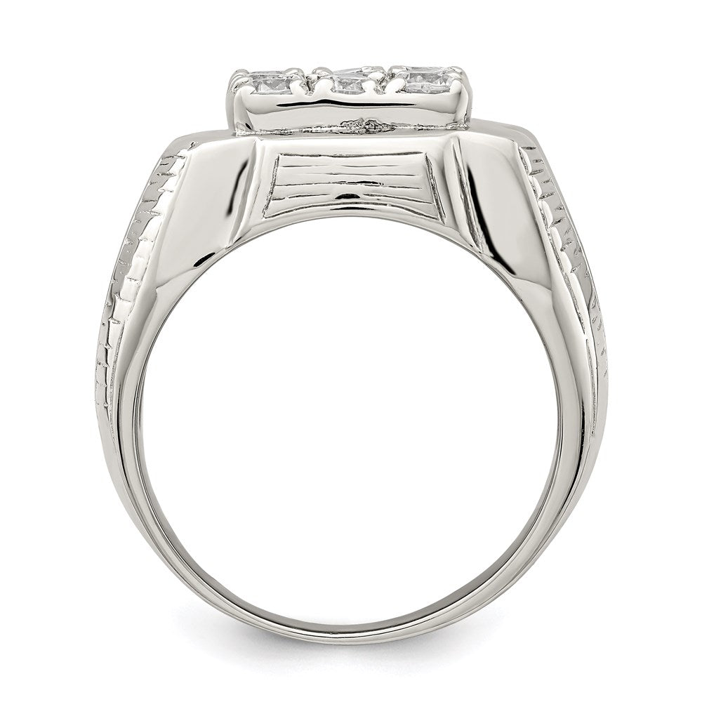 Sterling Silver Rhodium Plated Men'S Cz Ring