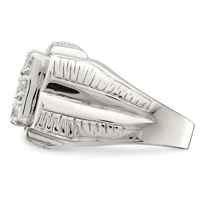 Sterling Silver Rhodium Plated Men'S Cz Ring