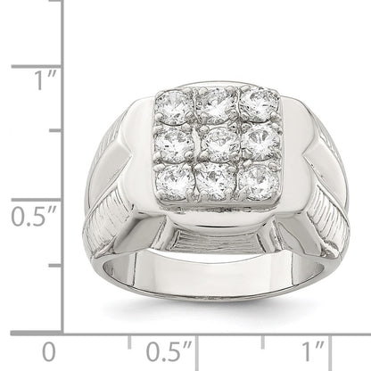Sterling Silver Rhodium Plated Men'S Cz Ring