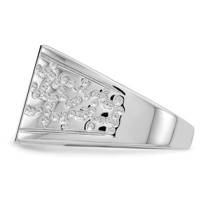 Sterling Silver Rhodium Plated Men'S Onyx Ring