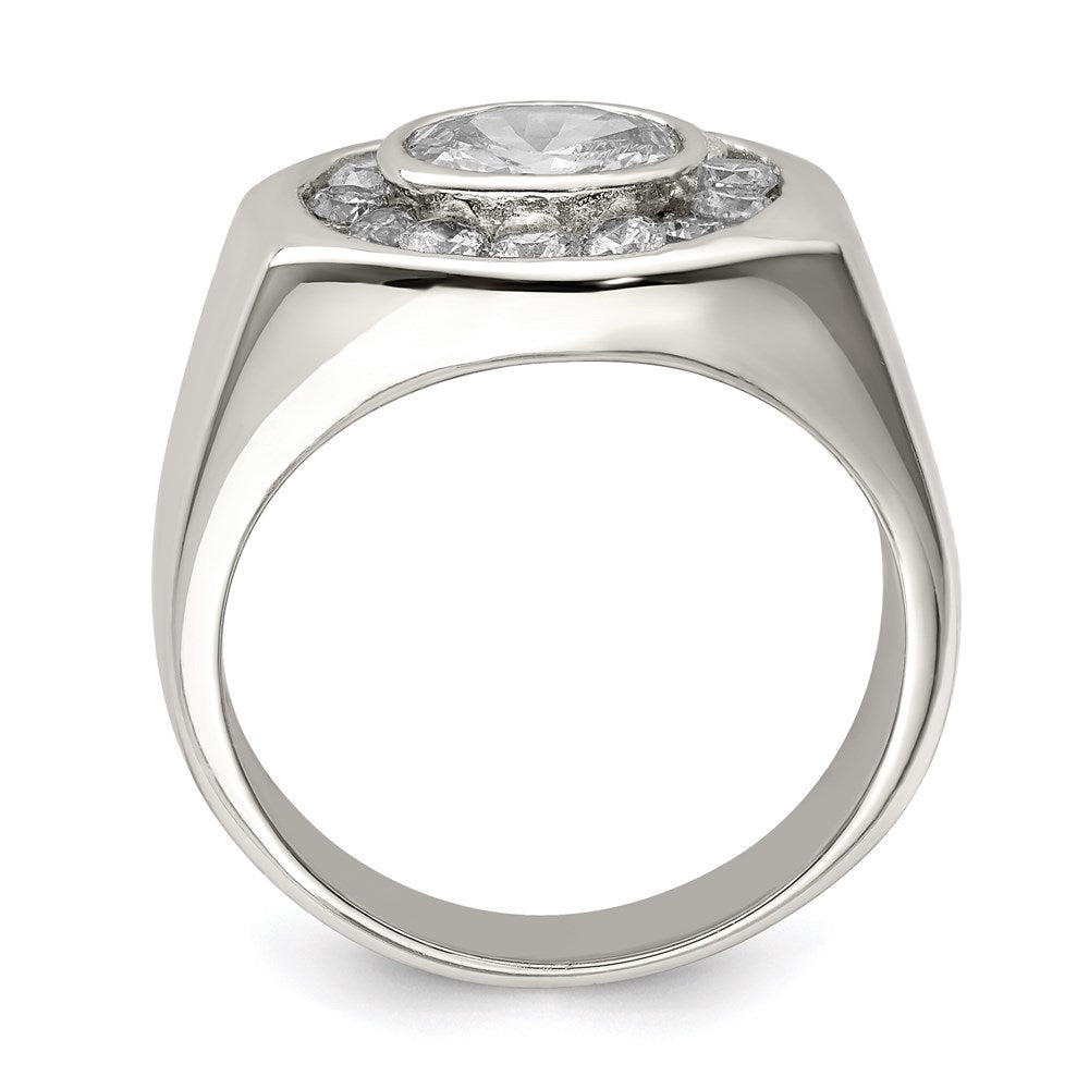 Sterling Silver Rhodium Plated Men'S Cz Ring