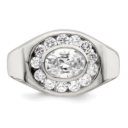Sterling Silver Rhodium Plated Men'S Cz Ring