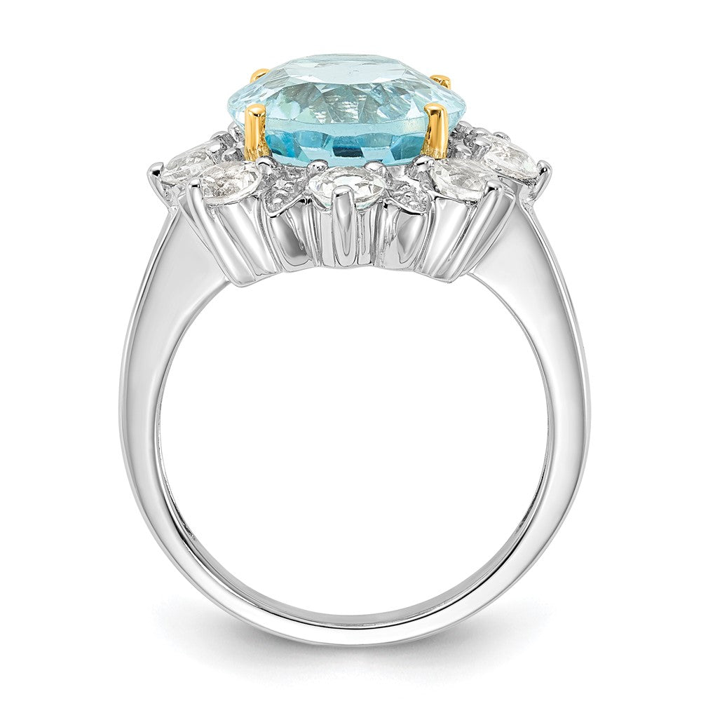 Sterling Silver & 14K Accent Sky Blue White Topaz Ring