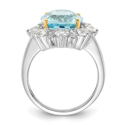 Sterling Silver & 14K Accent Sky Blue White Topaz Ring