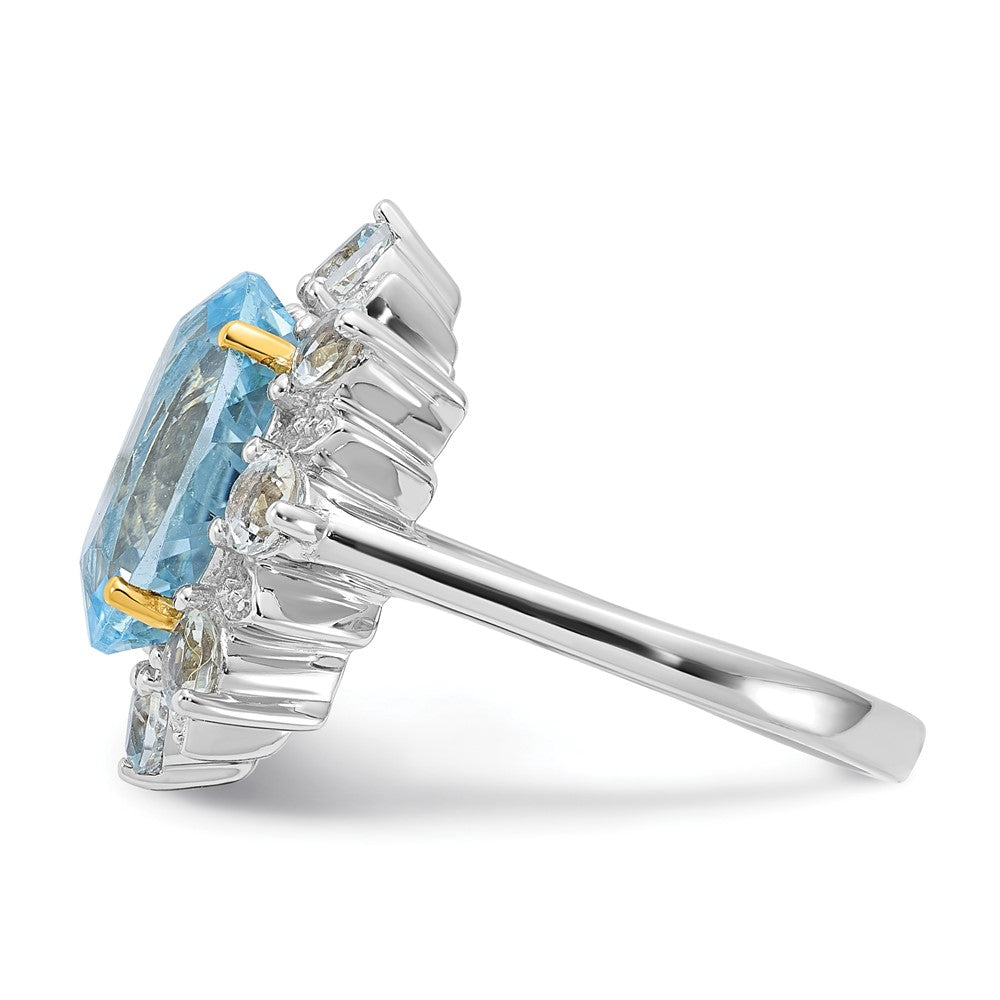 Sterling Silver & 14K Accent Sky Blue White Topaz Ring