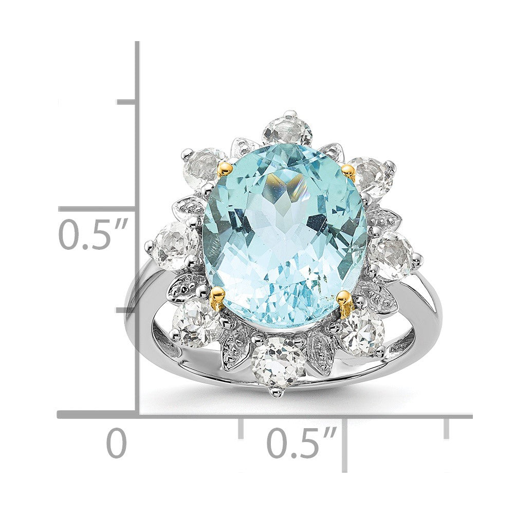 Sterling Silver & 14K Accent Sky Blue White Topaz Ring