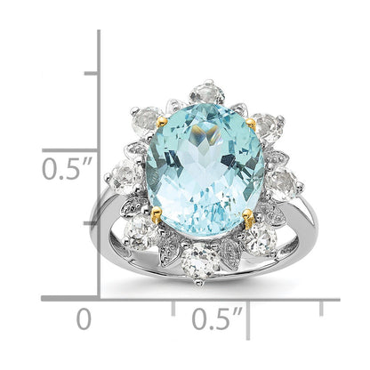 Sterling Silver & 14K Accent Sky Blue White Topaz Ring