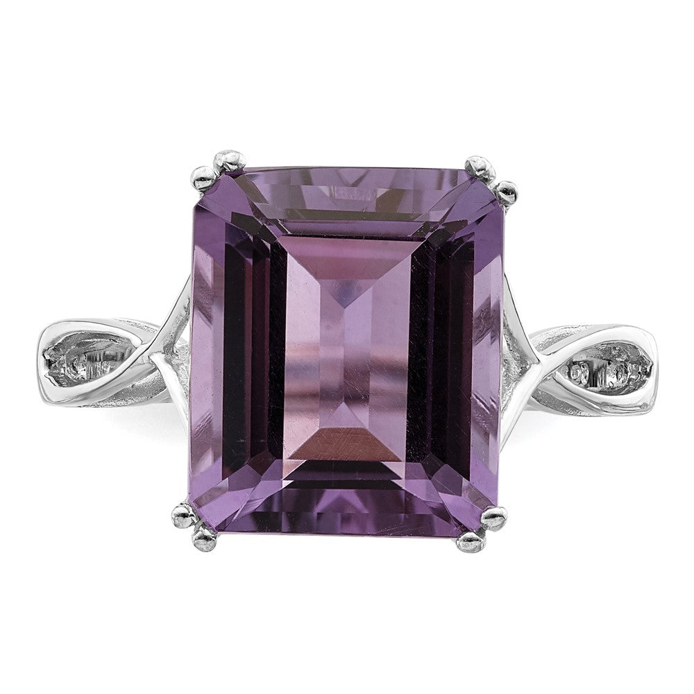 Sterling Silver Rhodium Plated Amethyst Ring