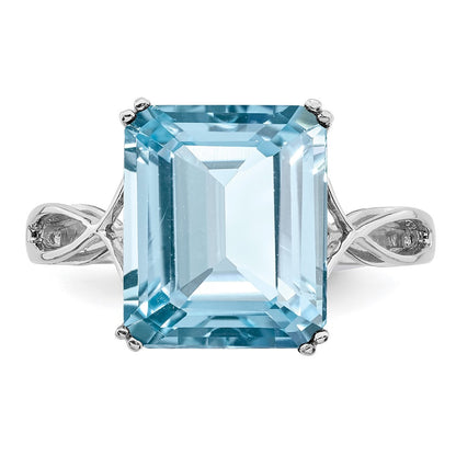 Sterling Silver Rhodium Sky Blue Topaz Ring