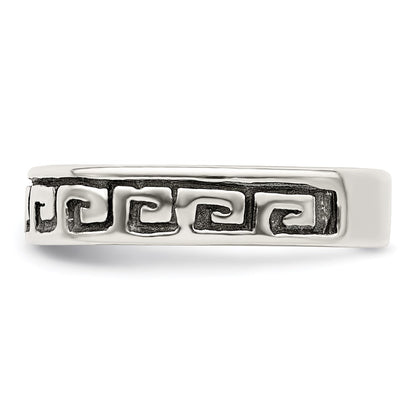 Sterling Silver Greek Key Antiqued Band