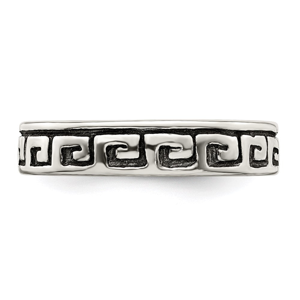 Sterling Silver Greek Key Antiqued Band